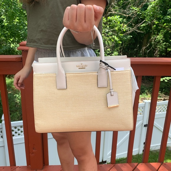 kate spade Handbags - NWT KATE SPADE CANDACE STRAW SATCHEL